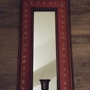 Elegant Redwood Wall Mirror With Candle Mount